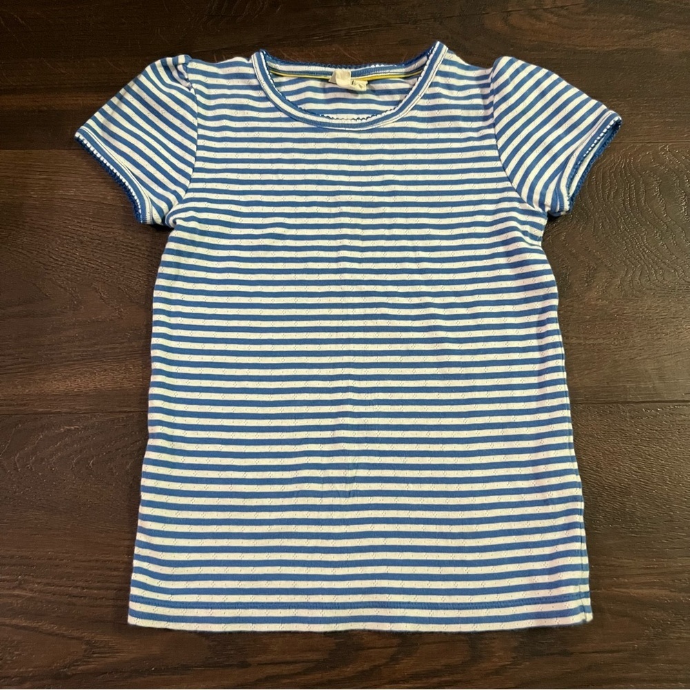 Boden Kids Blue and White Striped Tee girls size 9-10 years